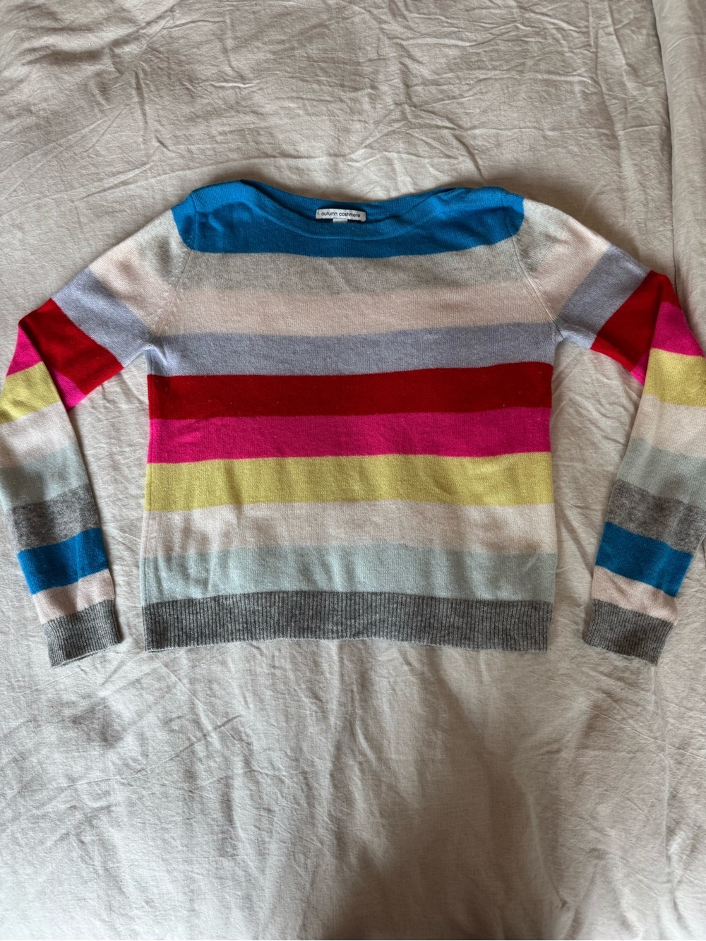Autumn Cashmere Rainbow Crewneck Sweater, size small